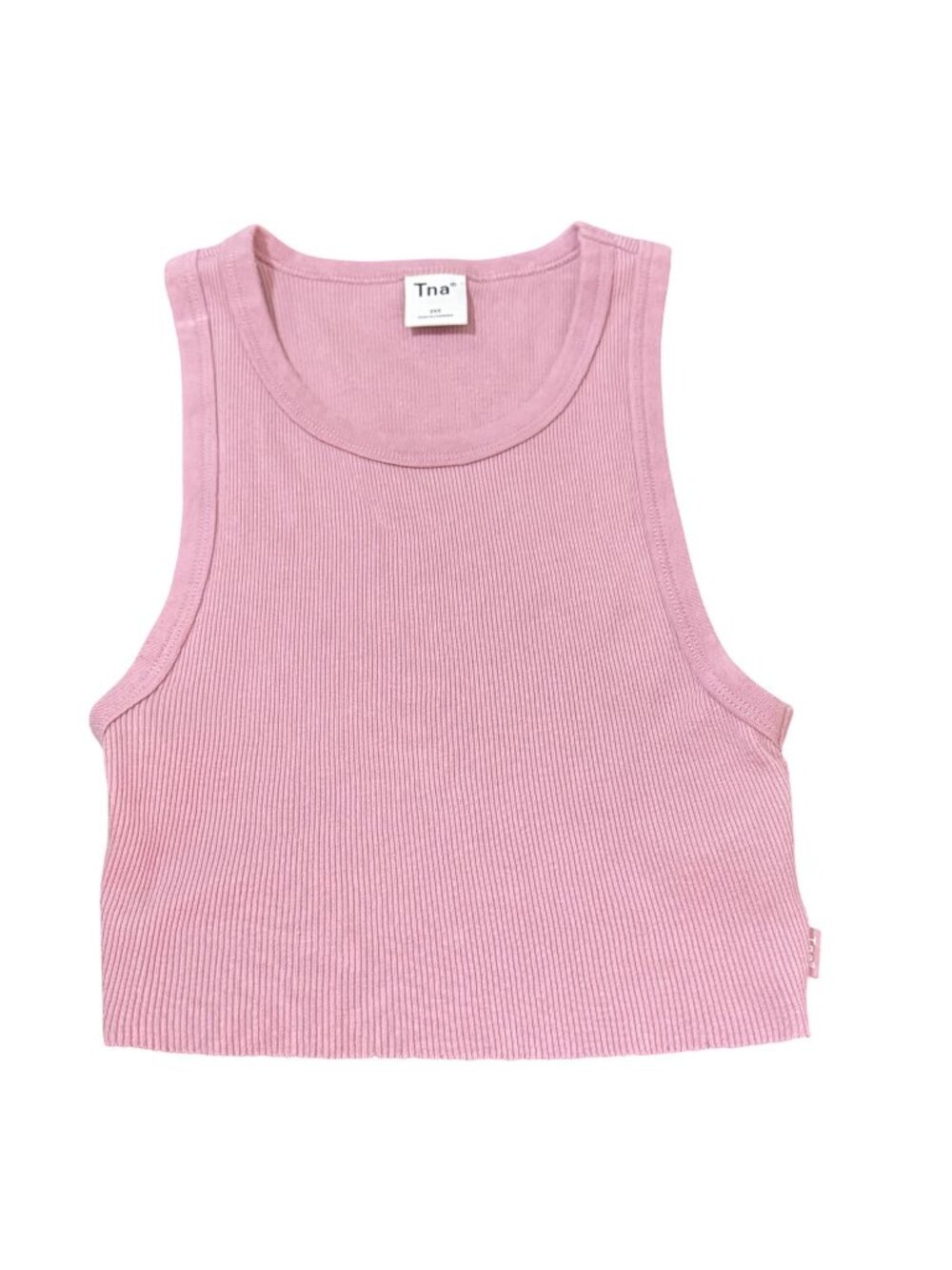 TNA Aritzia Ribbed Cropped Tank Top Pink Cotton Sleeveless Women 2XS